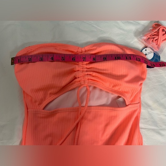 Decree Womens Exotic Textured Monokini One Piece Swimsuit in Tropical Coral S - Picture 9 of 11